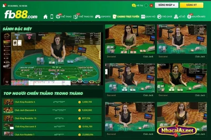 Casino trực tuyến FB88 là địa chỉ giải trí an toàn